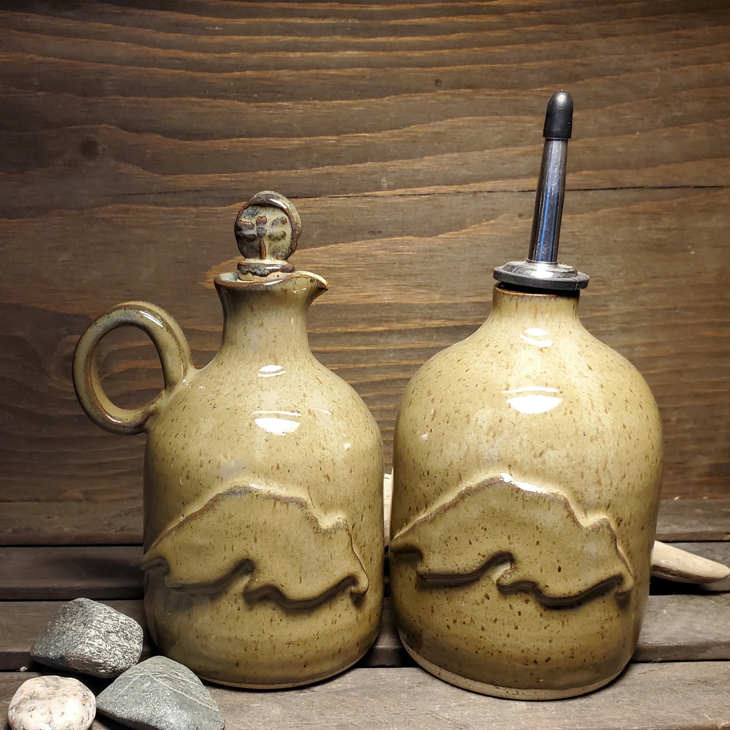 Oil and Vinegar Bottle - Green Cabin Pottery