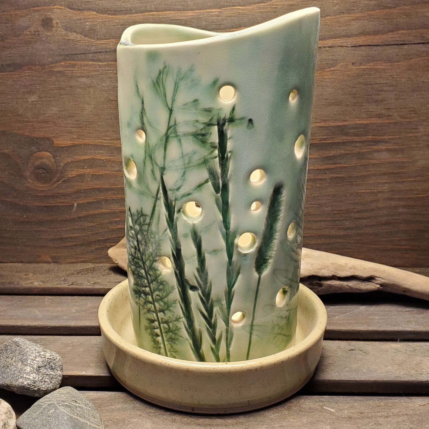 Botanical Luminary - Green Cabin Pottery