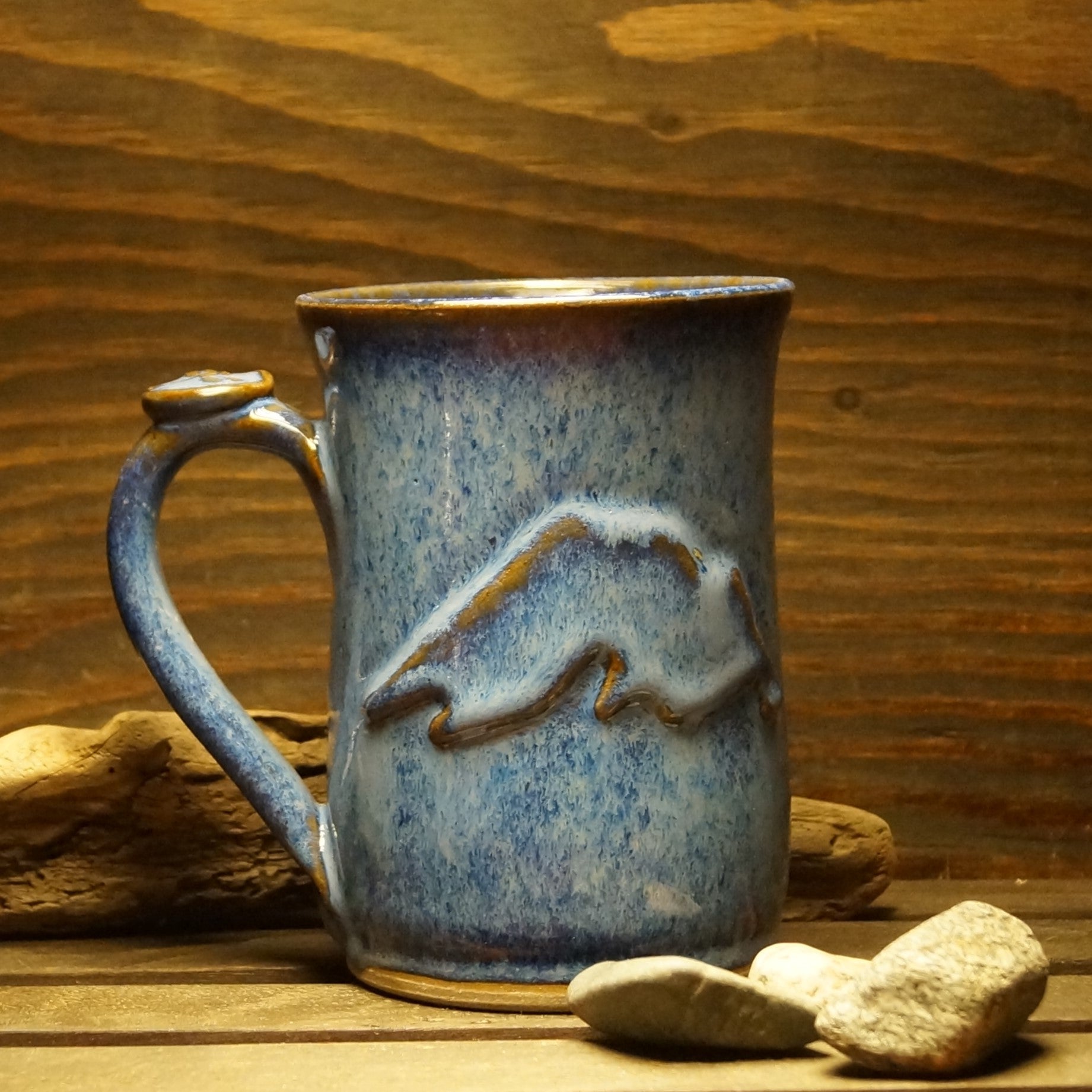 14 oz  Lake Superior Mug - Green Cabin Pottery