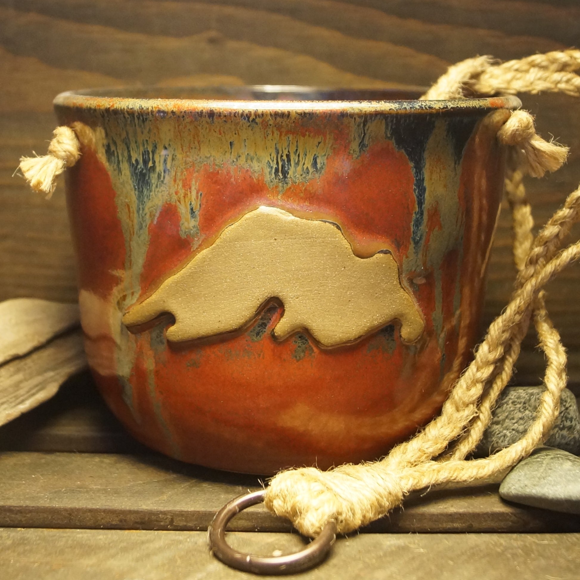 Lake Superior Red Hanging Planter - Green Cabin Pottery