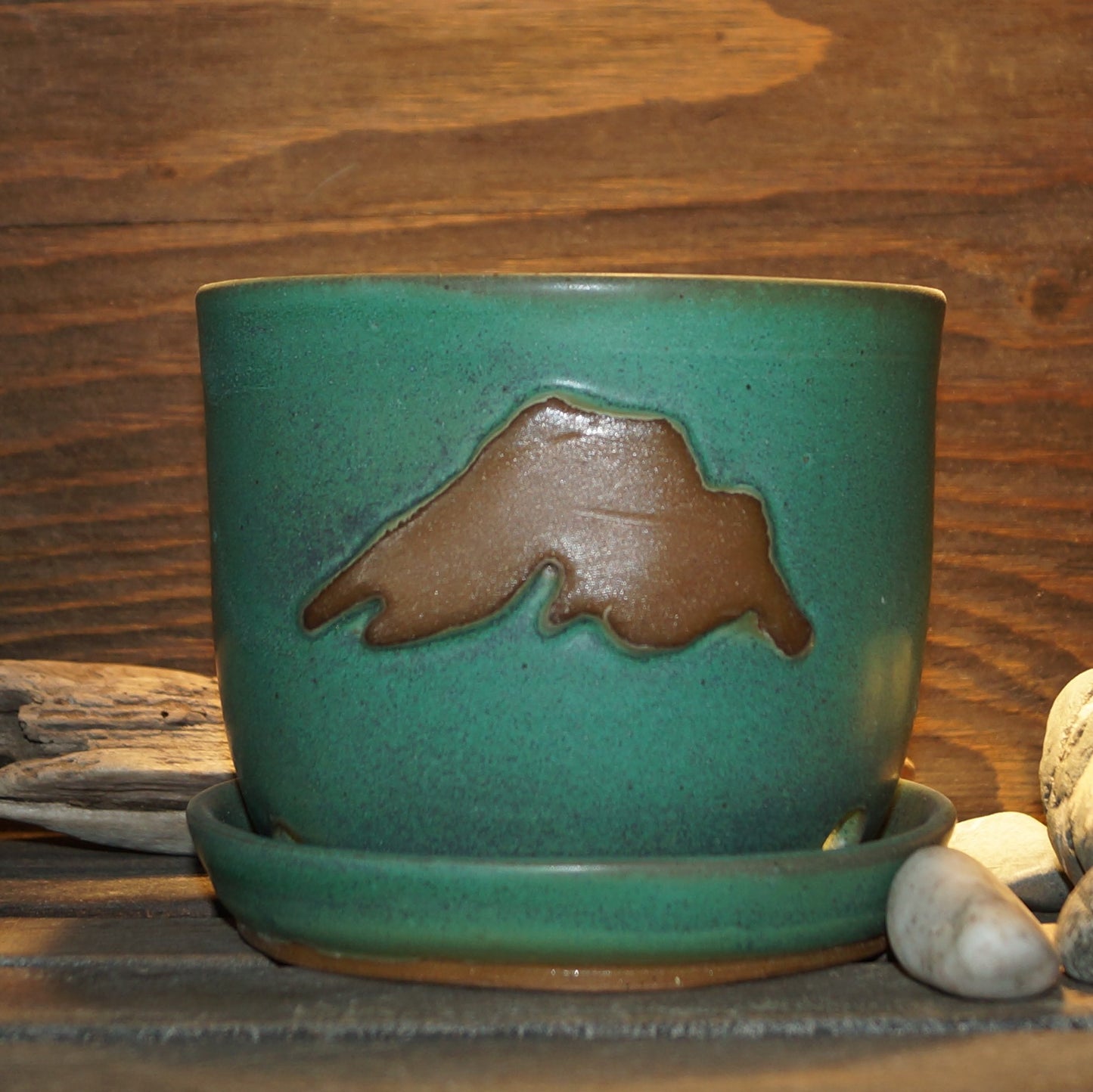 Green Lake Superior Plant Pot - Green Cabin Pottery