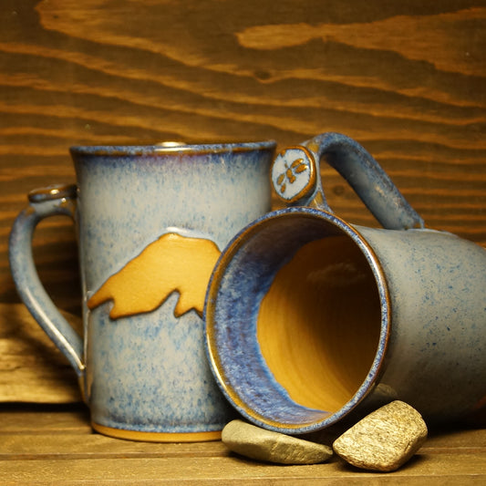 14 oz  Lake Superior Mug - Green Cabin Pottery