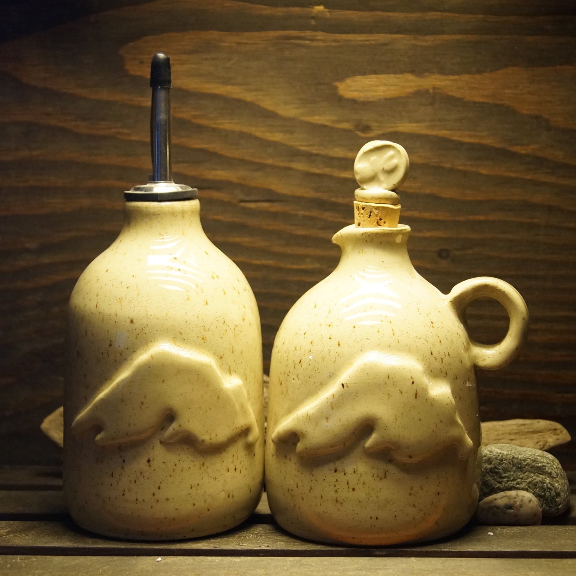 Oil and Vinegar Bottle - Green Cabin Pottery
