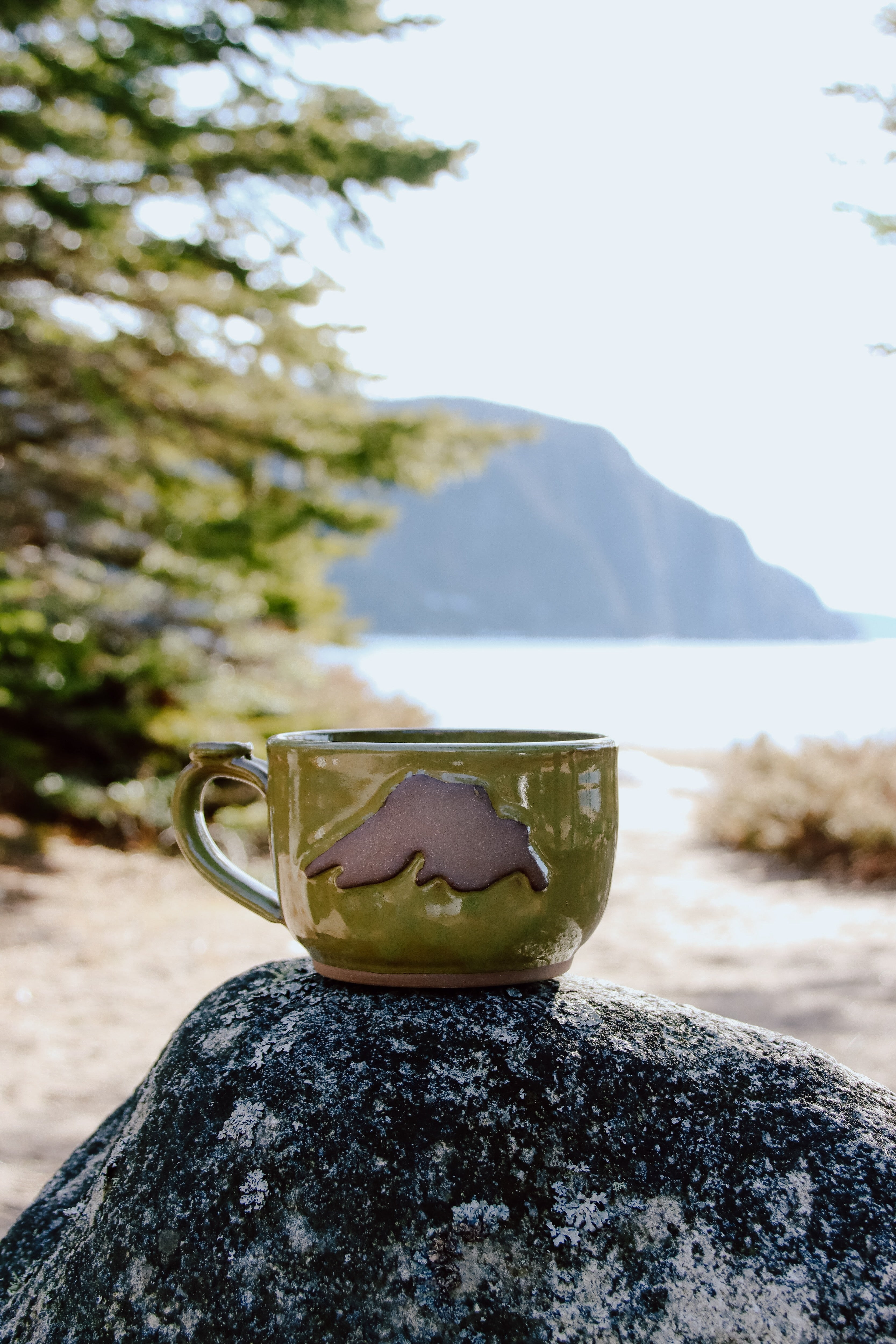 Hand made and hand Painted discount Pottery Lake Mug/ Lake Cup