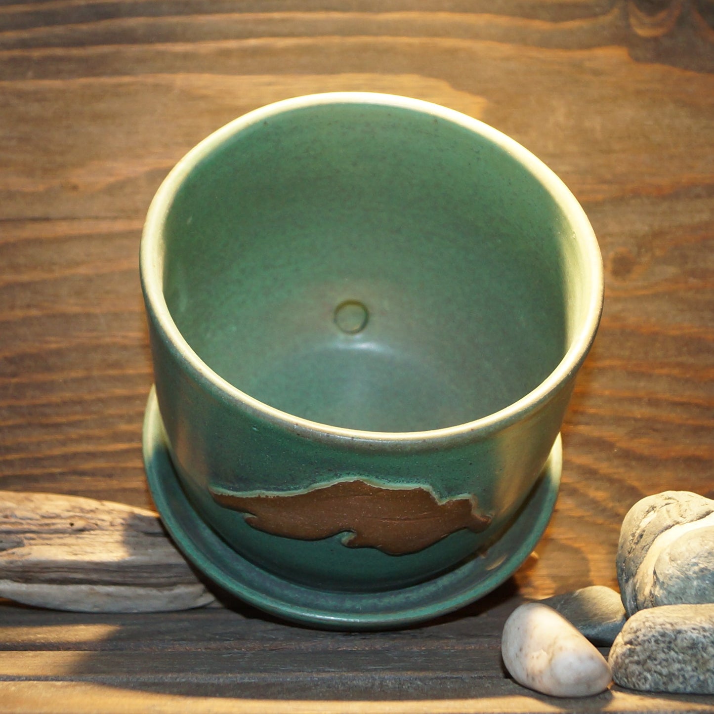 Green Lake Superior Plant Pot - Green Cabin Pottery