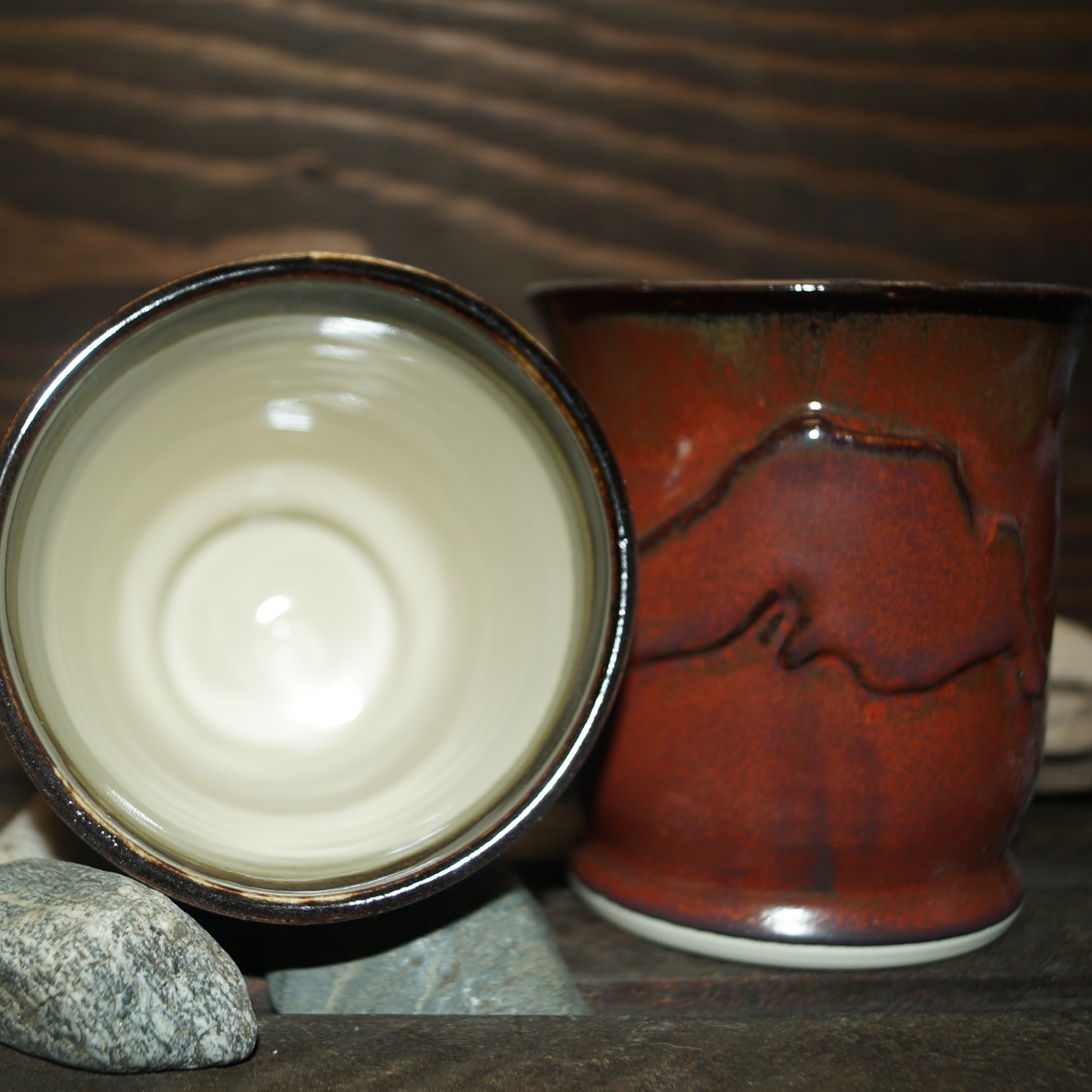 White Stoneware Lake Superior Goblets - Green Cabin Pottery