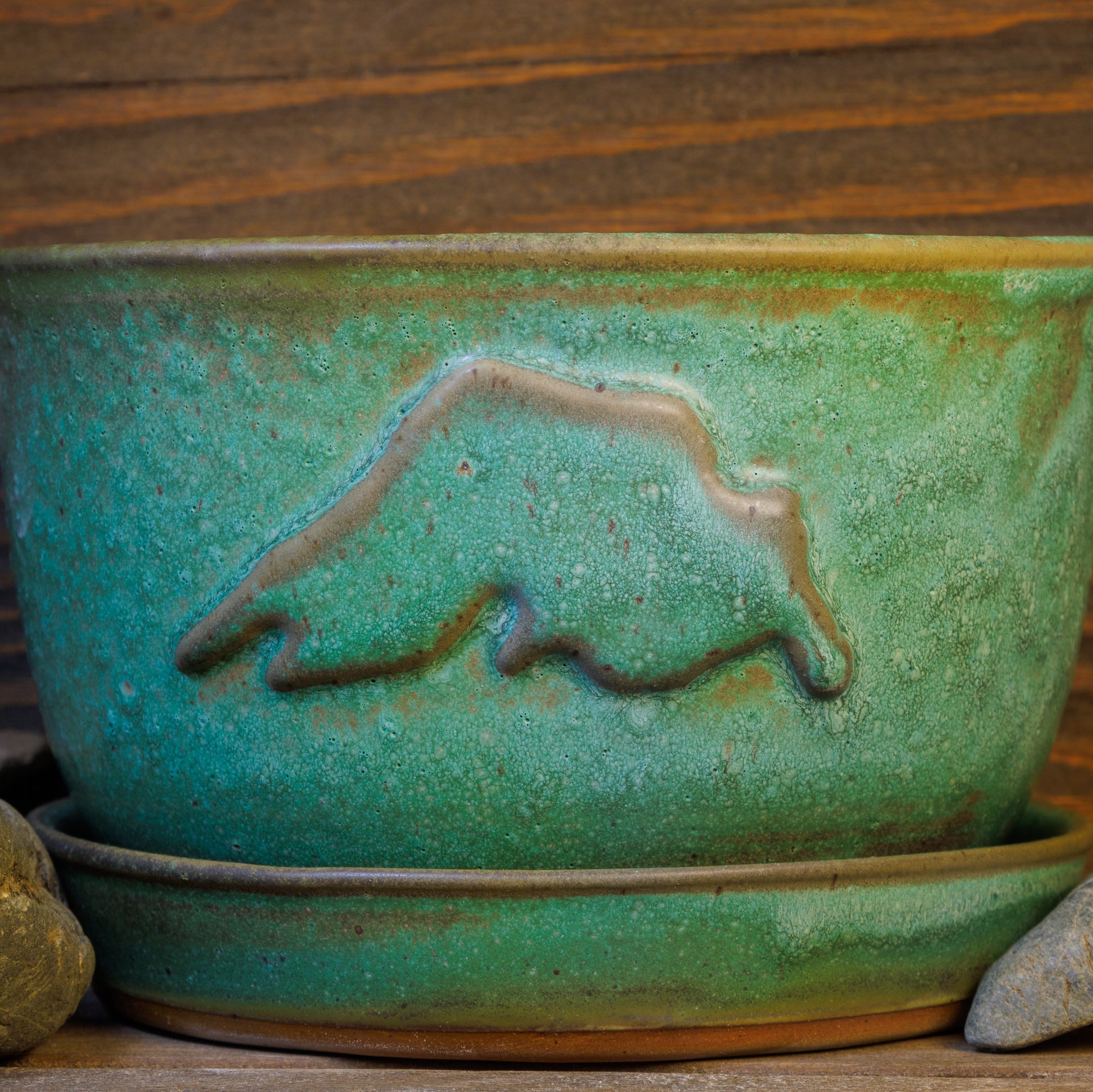 Lake Superior Plant Pot - Green Cabin Pottery