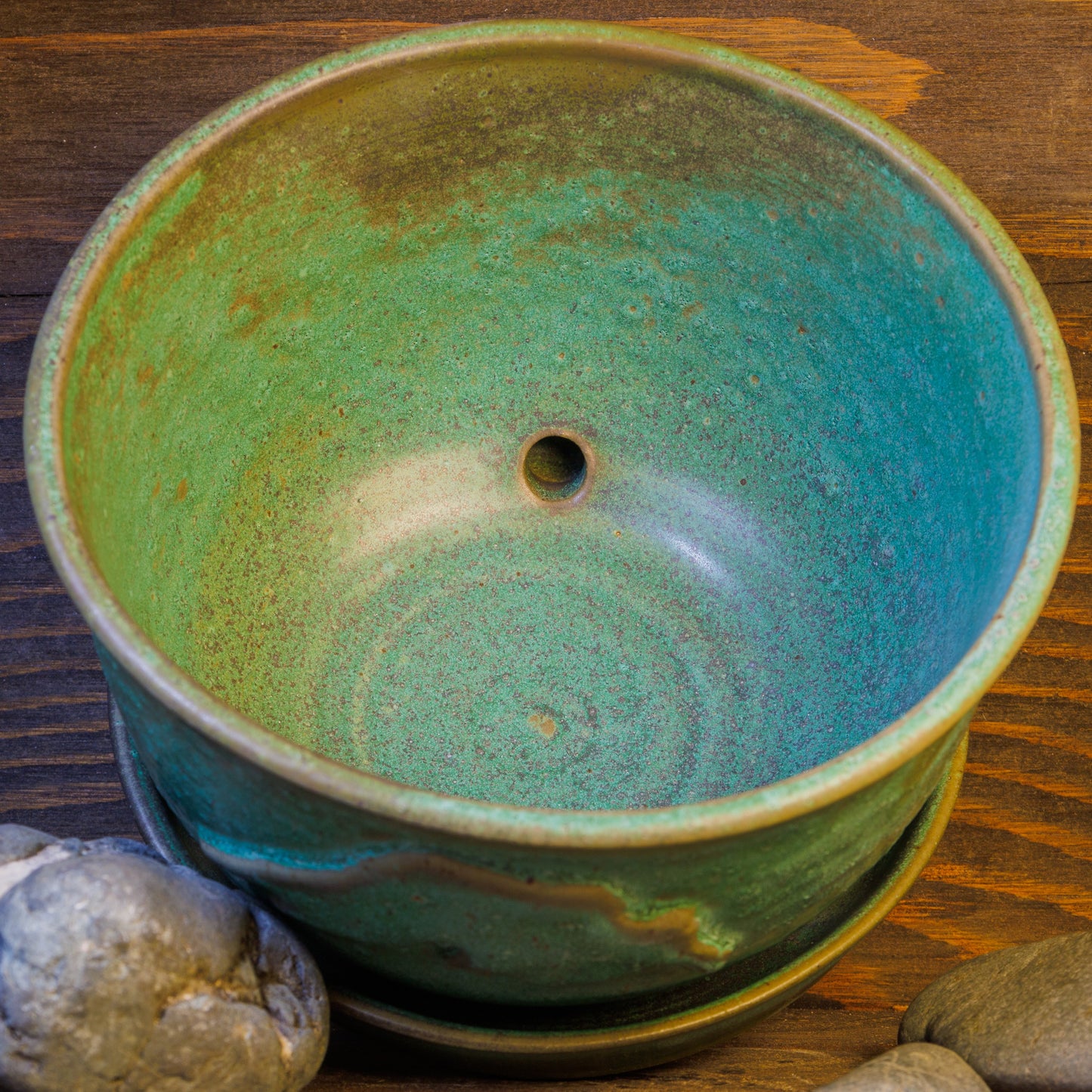 Lake Superior Plant Pot - Green Cabin Pottery