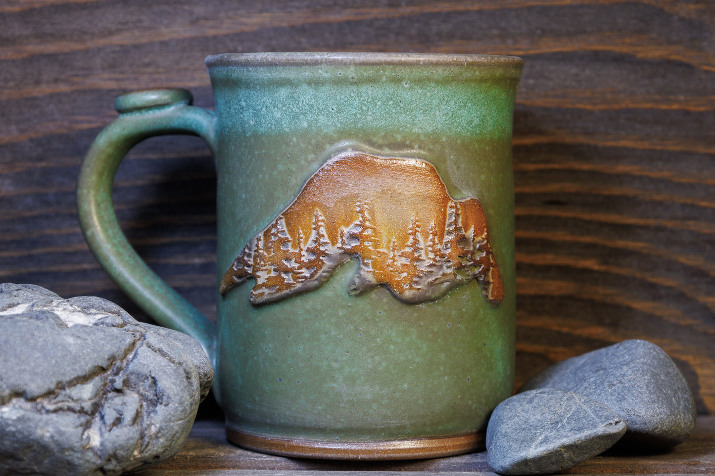 12 oz Lake Superior Mug - Green Cabin Pottery